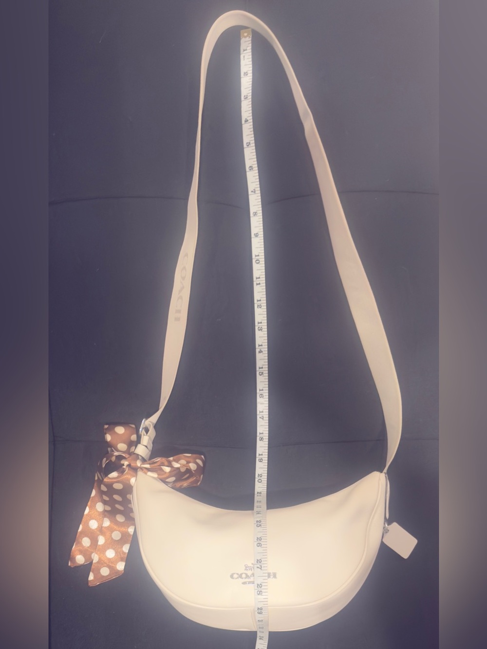 🤎 Coach Pace Chalk White Crescent Hobo Crossbody/ Shoulder Bag - Picture 14 of 16